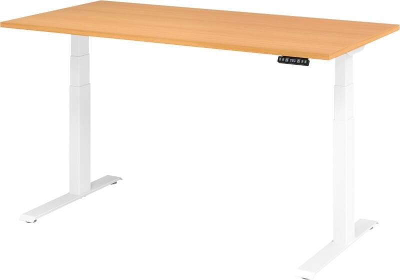 Hammerbacher VXDKB Elektrisch Höhenverstellbar Sitz-Stehschreibtisch Buche C-Fuß 1.600 (B) x 800 (T) x 1.290 (H) mm Spanplatte, Stahl