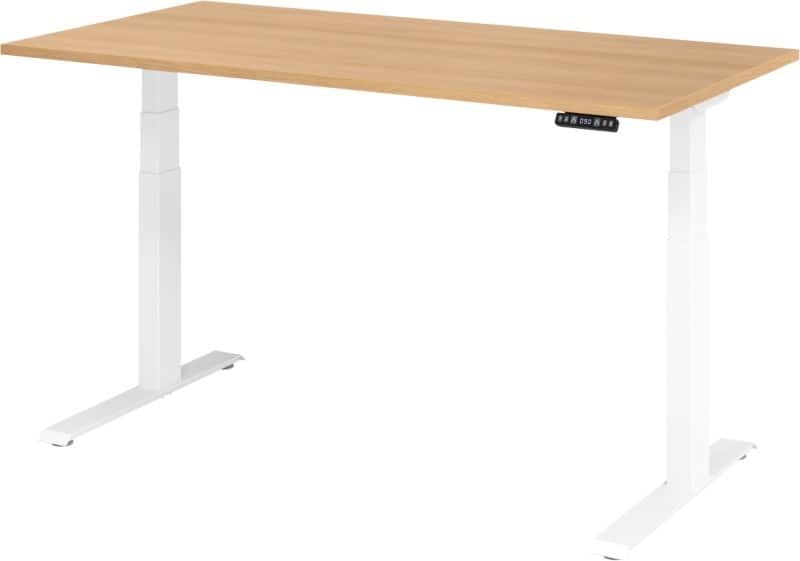Hammerbacher VXDKB Elektrisch Höhenverstellbar Sitz-Stehschreibtisch Eiche Eiche C-Fuß 1.600 (B) x 800 (T) x 1.290 (H) mm Spanplatte, Stahl