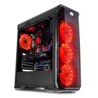 LC-Power Computergehäuse Gaming 988B - Red Typhoon Midi Tower Metall, Kunststoff, Gehärtetes Glas Rot, Transparent Schwarz