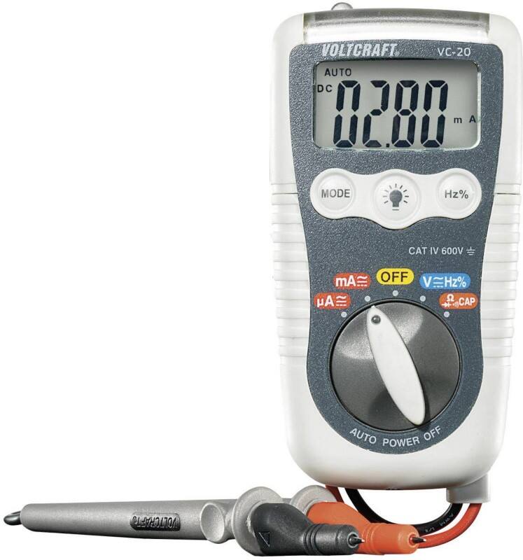 Voltcraft Tragbares Multimeter VC-20 Stromversorgung: Batterie Test Typ: Spannung, Strom, Widerstand, Frequenz, Kapazität