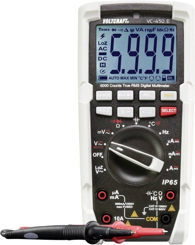 Voltcraft Tragbares Multimeter VC-450 E Stromversorgung: Batterie Test Typ: Spannung, Strom, Widerstand, Frequenz, Kapazität, Temperatur