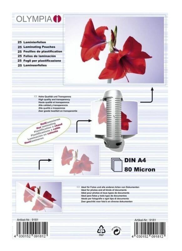 Olympia Laminierfolien A4 Glänzend 80 Mikron (2 x 80)