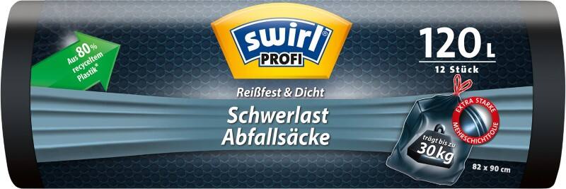 Swirl Fixierband Müllsäcke 120 L  Schwarz 12 Stück