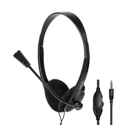 LogiLink HS0055 Verkabelt Stereo Headset Kopfbügel Nein 3.5 mm Klinke  Schwarz