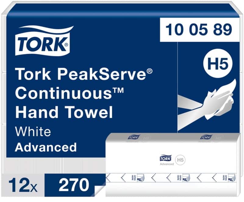 Tork Peakserve Advanced  Papierhandtücher H5 Weiß 1-lagig 100589 12 Stück à 270 Blatt