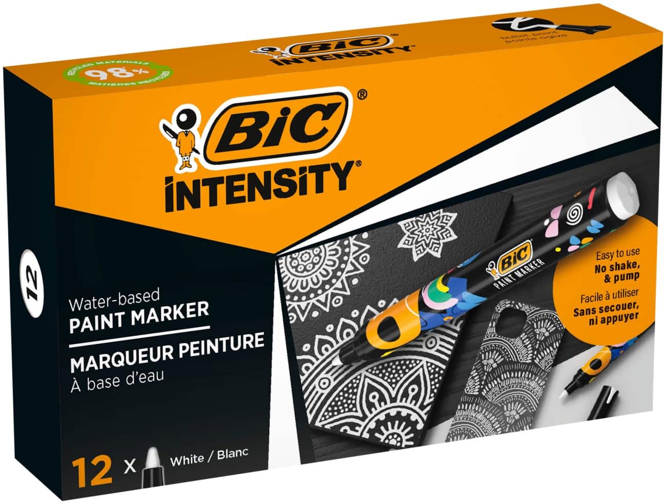BIC Permanenter Lackmarker Weiß Mittelere Spitze Kegelförmig 2,3 mm 12 Stück
