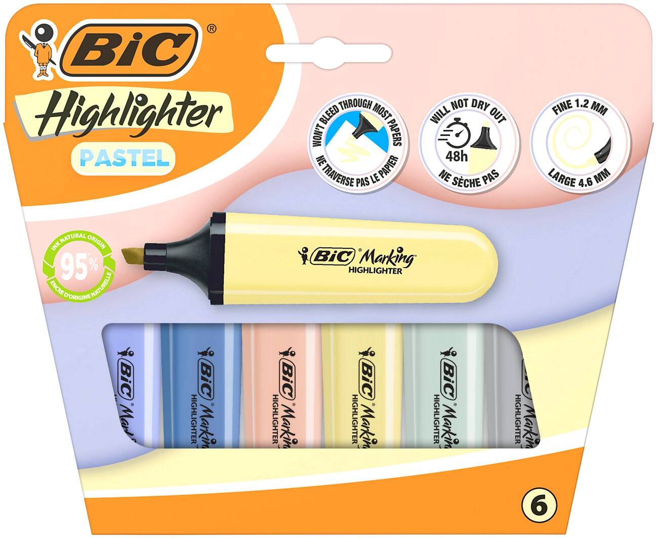 BIC Textmarker Gemischt Mittelere Keilspitze 1,2 mm 6 Stück