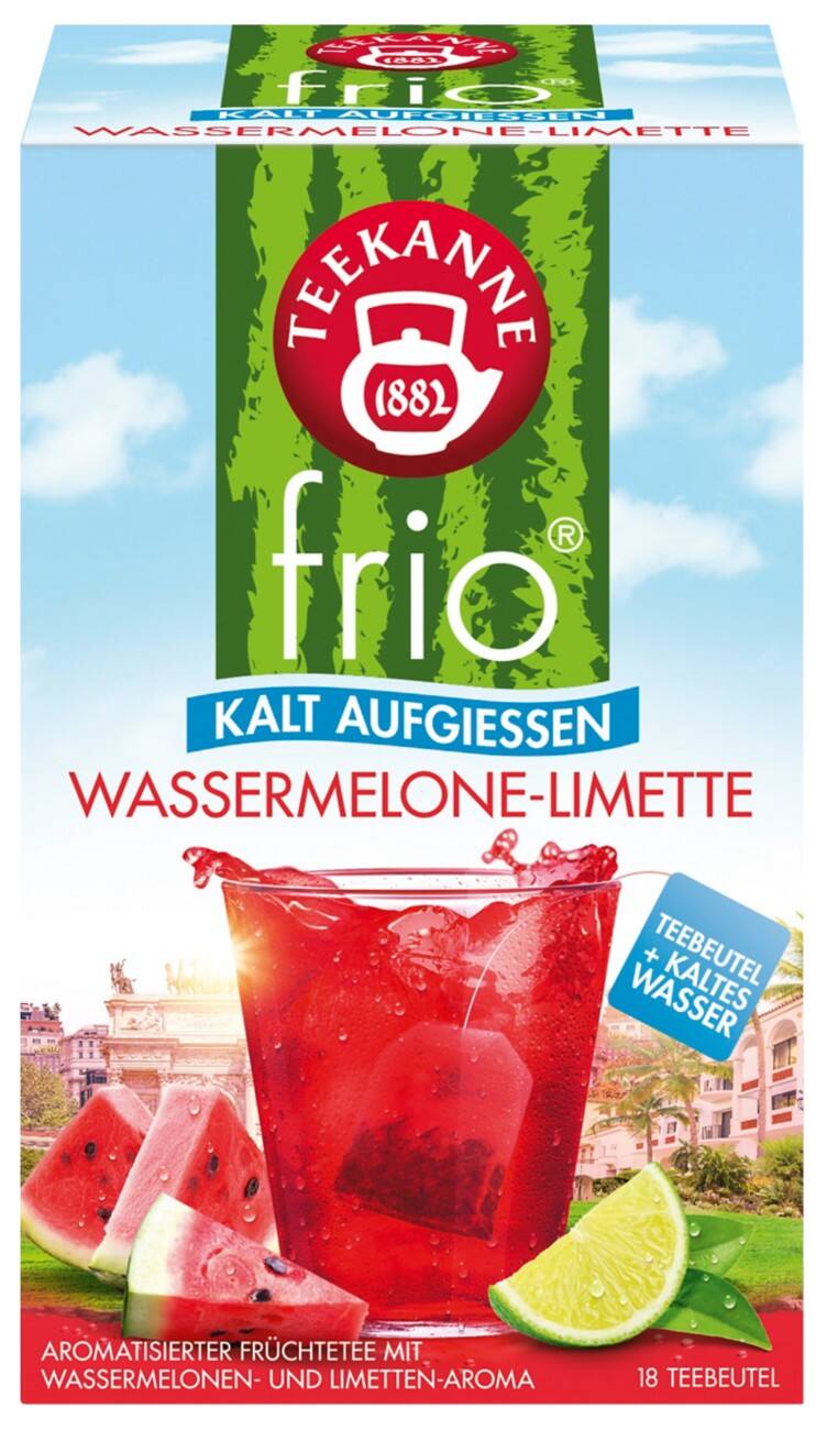 TEEKANNE Frio Tee Limette, Wassermelone Packung mit 18 Stück à 2.5 g