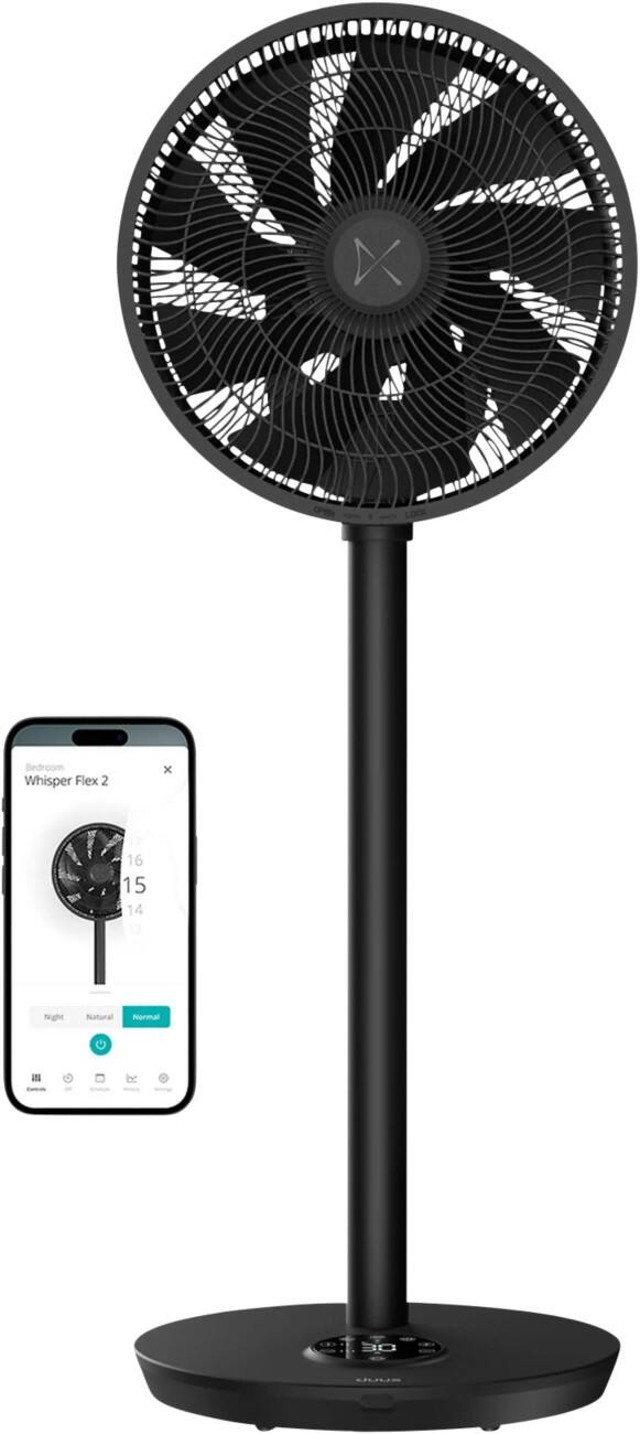 Duux Whisper Flex 2 Smarter Standventilator Höhenverstellbar 26 Geschwindigkeitsstufen Schwarz