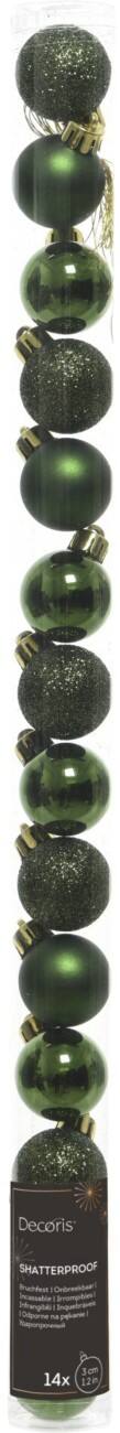 DECORIS Bruchsichere Christbaumkugel Grün Mini 3 cm 14 Stück