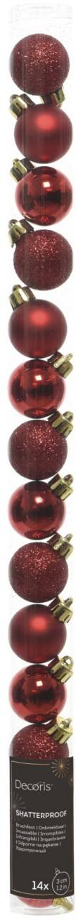 DECORIS Bruchsichere Christbaumkugel Rot Mini 3 cm 14 Stück