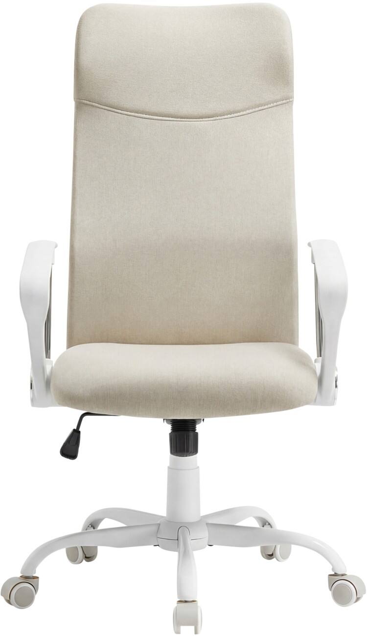 SONGMICS Kime Ergonomischer Stuhl Wippmechanik Feste Armlehnen Höhenverstellbarer Sitz Beige max. 120 kg