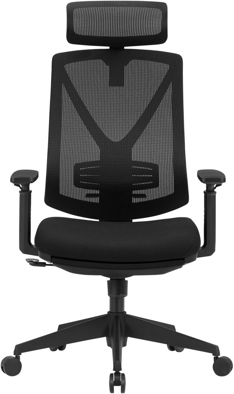 SONGMICS Kime Bürostuhl Permanentkontakt Feste Armlehnen Höhenverstellbarer Sitz Schwarz max. 150 kg