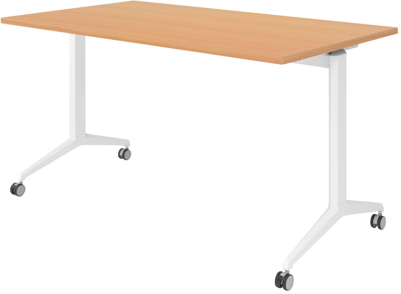 Hammerbacher Klapptisch Buche Spanplatte, Stahl Weiß 140 x 800 x 750 mm
