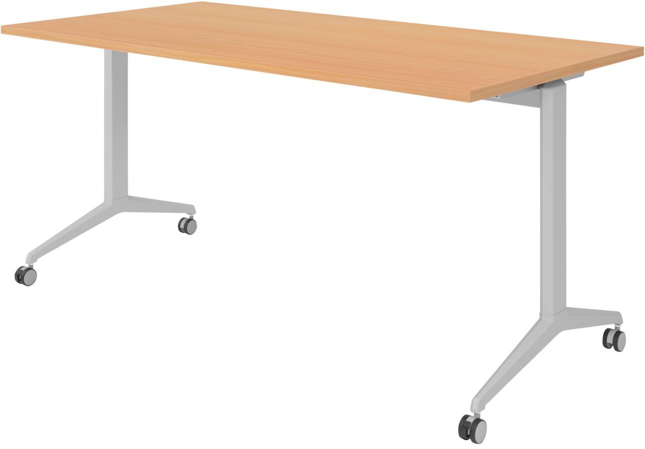 Hammerbacher Klapptisch Buche Spanplatte, Stahl Silber 160 x 800 x 750 mm
