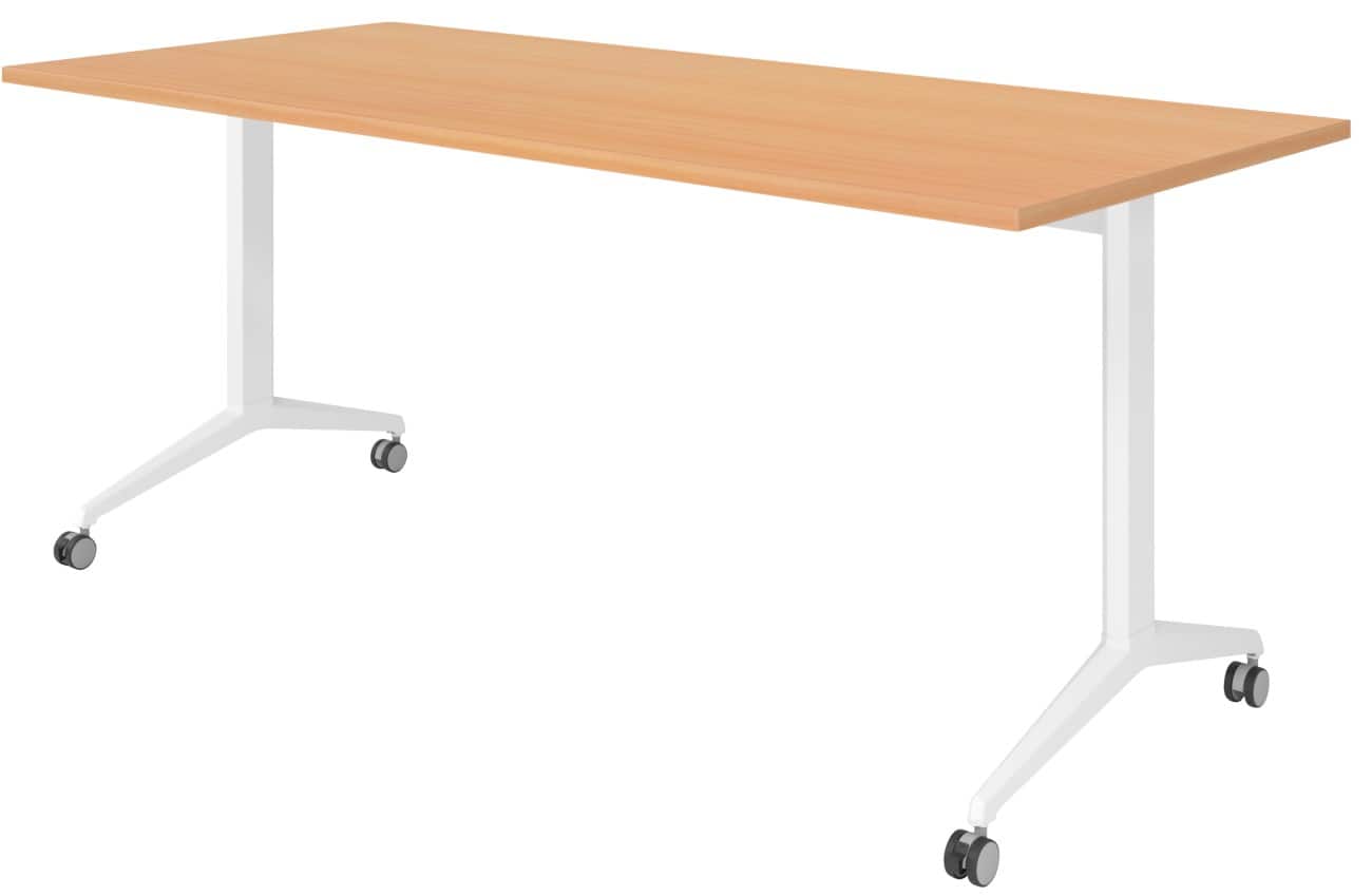 Hammerbacher Klapptisch Buche Spanplatte, Stahl Weiß 180 x 800 x 750 mm