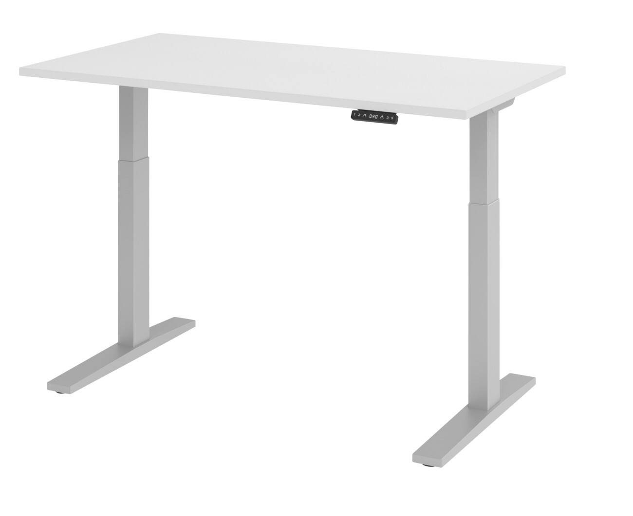 Hammerbacher Elektronisch Höhenverstellbarer Schreibtisch Rechteckig Weiß C-Fuß 1.400 (B) x 800 (T) x 1.200 (H) mm Spanplatte, Stahl