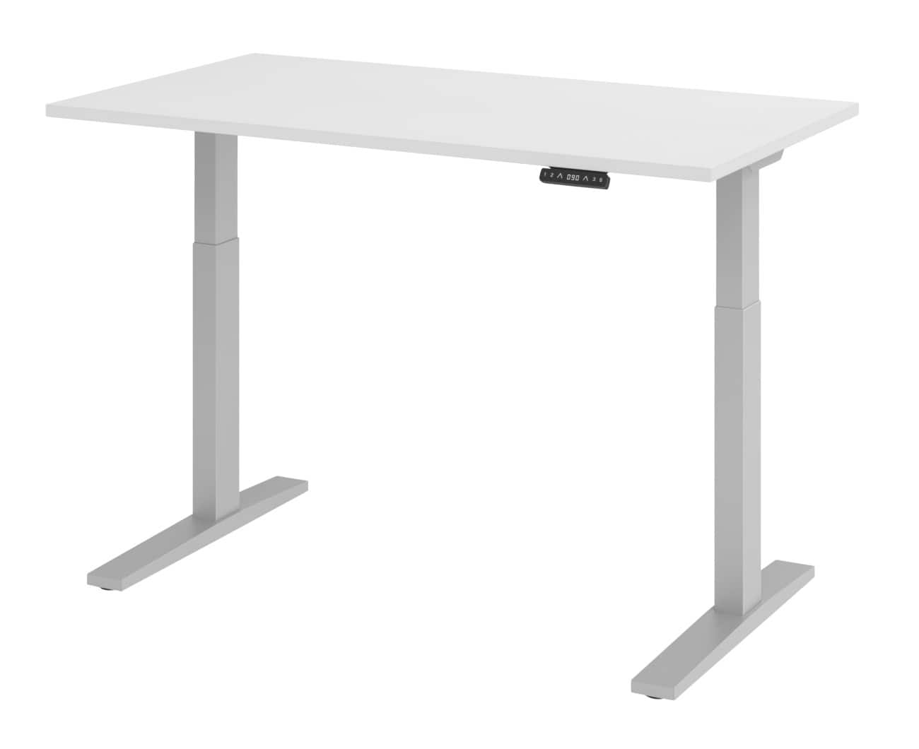 Hammerbacher Elektronisch Höhenverstellbarer Schreibtisch Rechteckig Weiß C-Fuß 1.400 (B) x 800 (T) x 1.200 (H) mm Spanplatte, Stahl