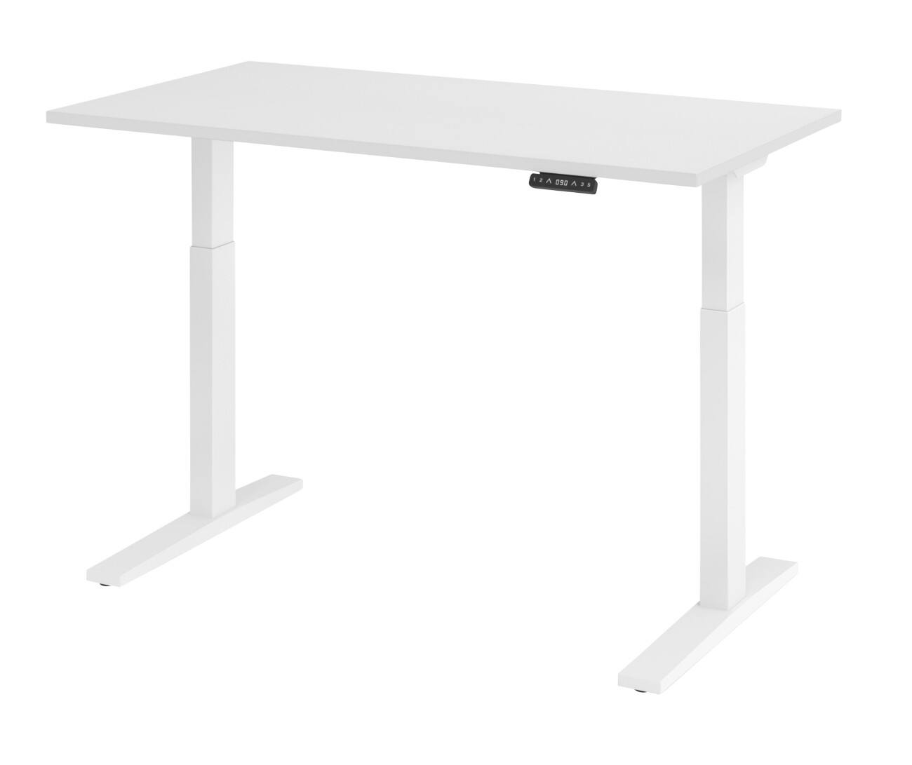 Hammerbacher Elektronisch Höhenverstellbarer Schreibtisch Rechteckig Weiß C-Fuß 1.400 (B) x 800 (T) x 1.200 (H) mm Spanplatte, Stahl