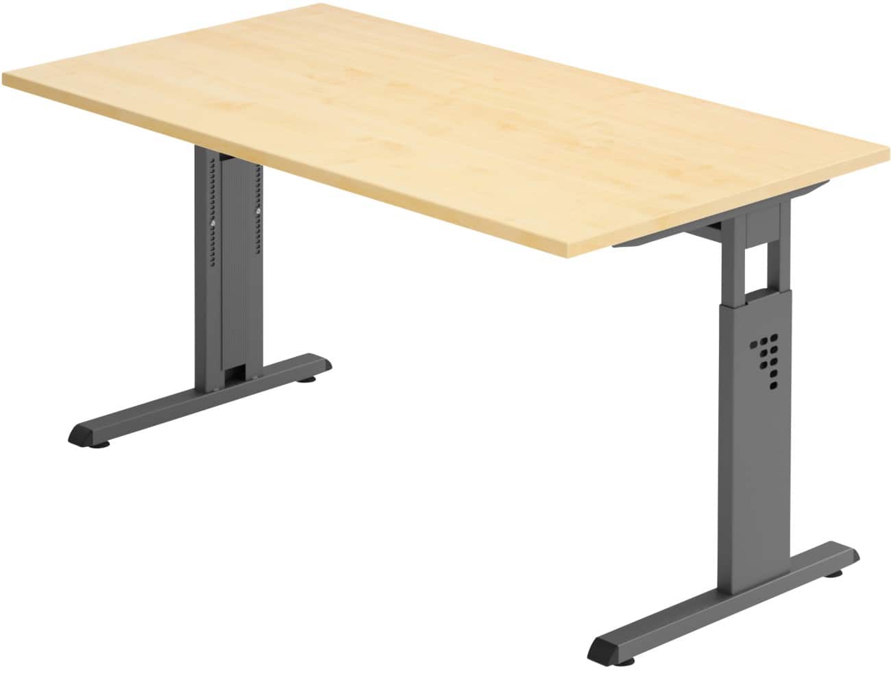 Hammerbacher Höhenverstellbarer Schreibtisch Rechteckig C-Fuß 1.400 (B) x 800 (T) x 850 (H) mm Spanplatte, Stahl
