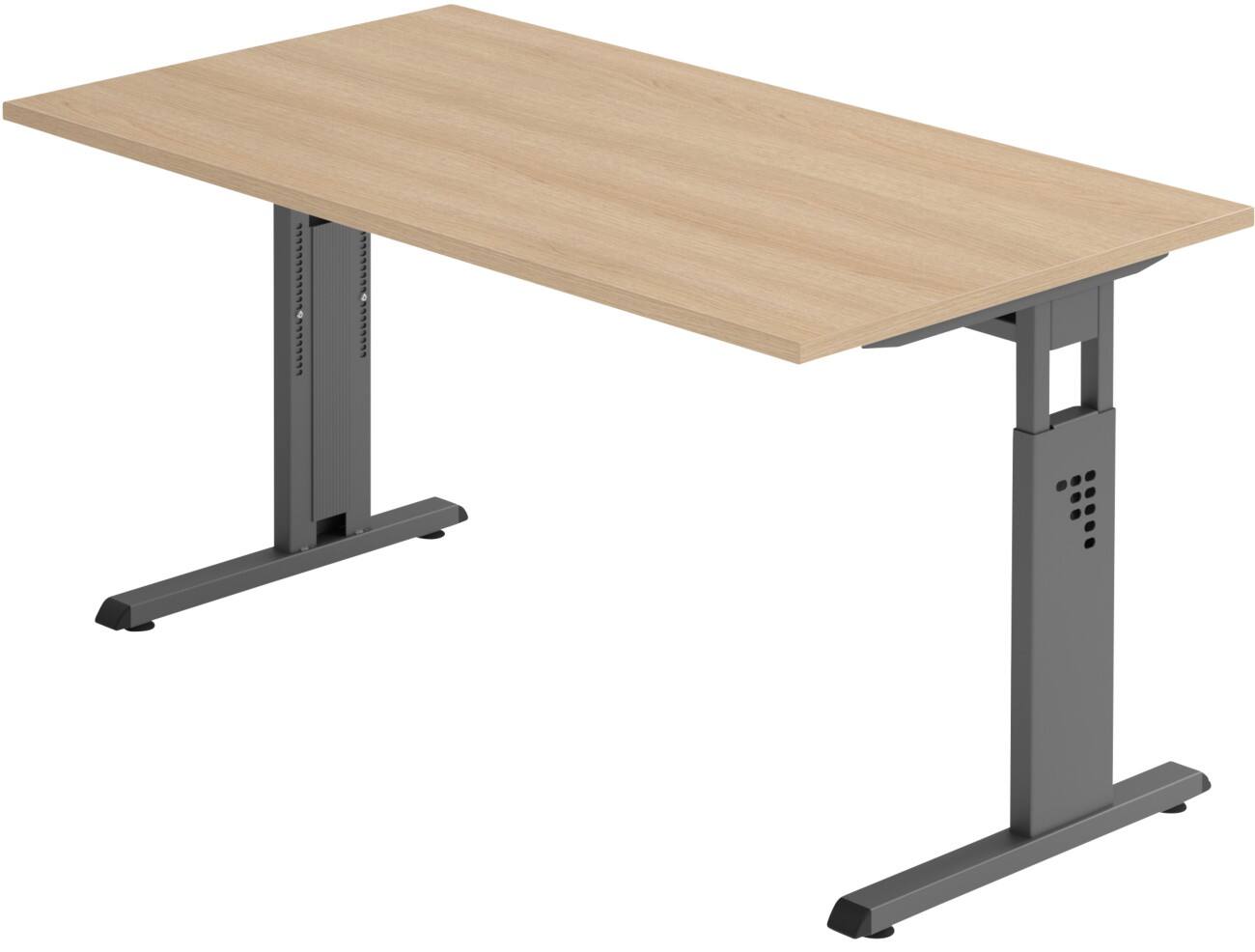 Hammerbacher Höhenverstellbarer Schreibtisch Rechteckig C-Fuß 1.400 (B) x 800 (T) x 850 (H) mm Spanplatte, Stahl