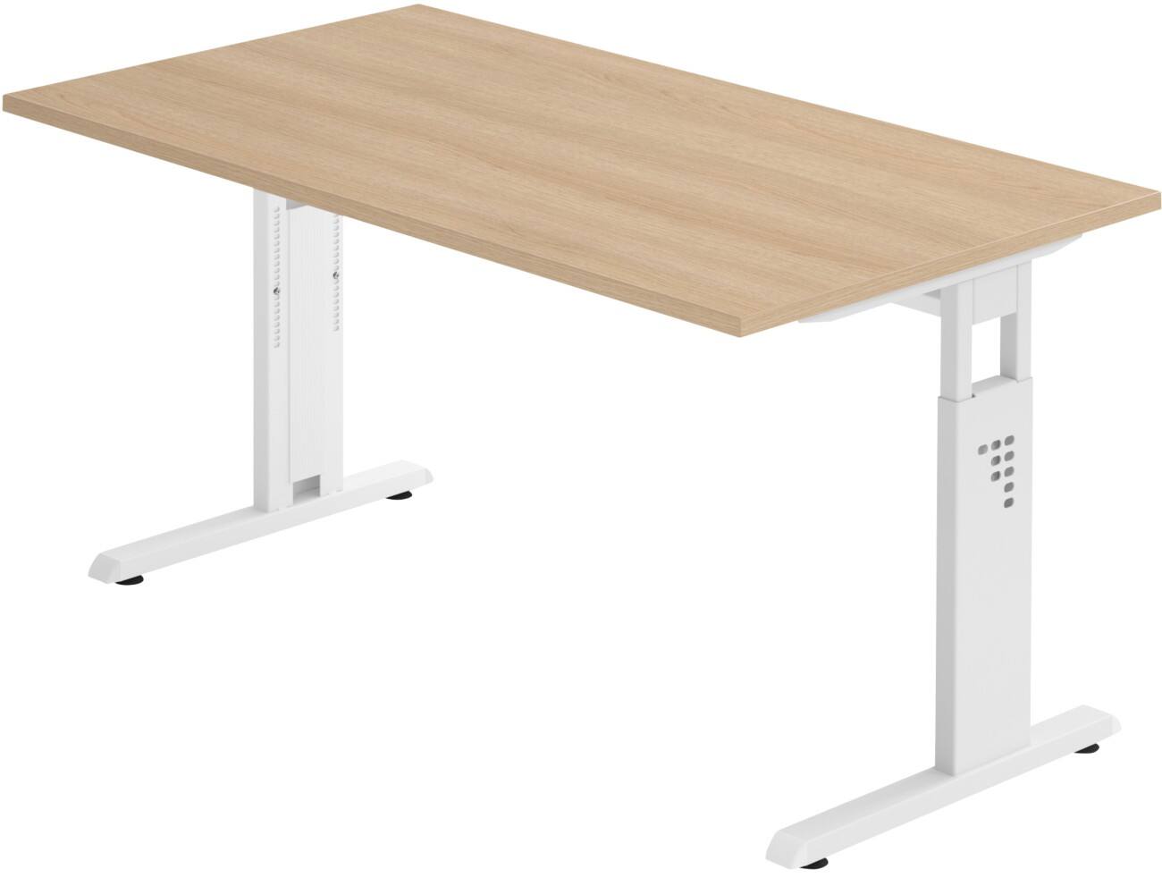 Hammerbacher Höhenverstellbarer Schreibtisch Rechteckig C-Fuß 1.400 (B) x 800 (T) x 850 (H) mm Spanplatte, Stahl