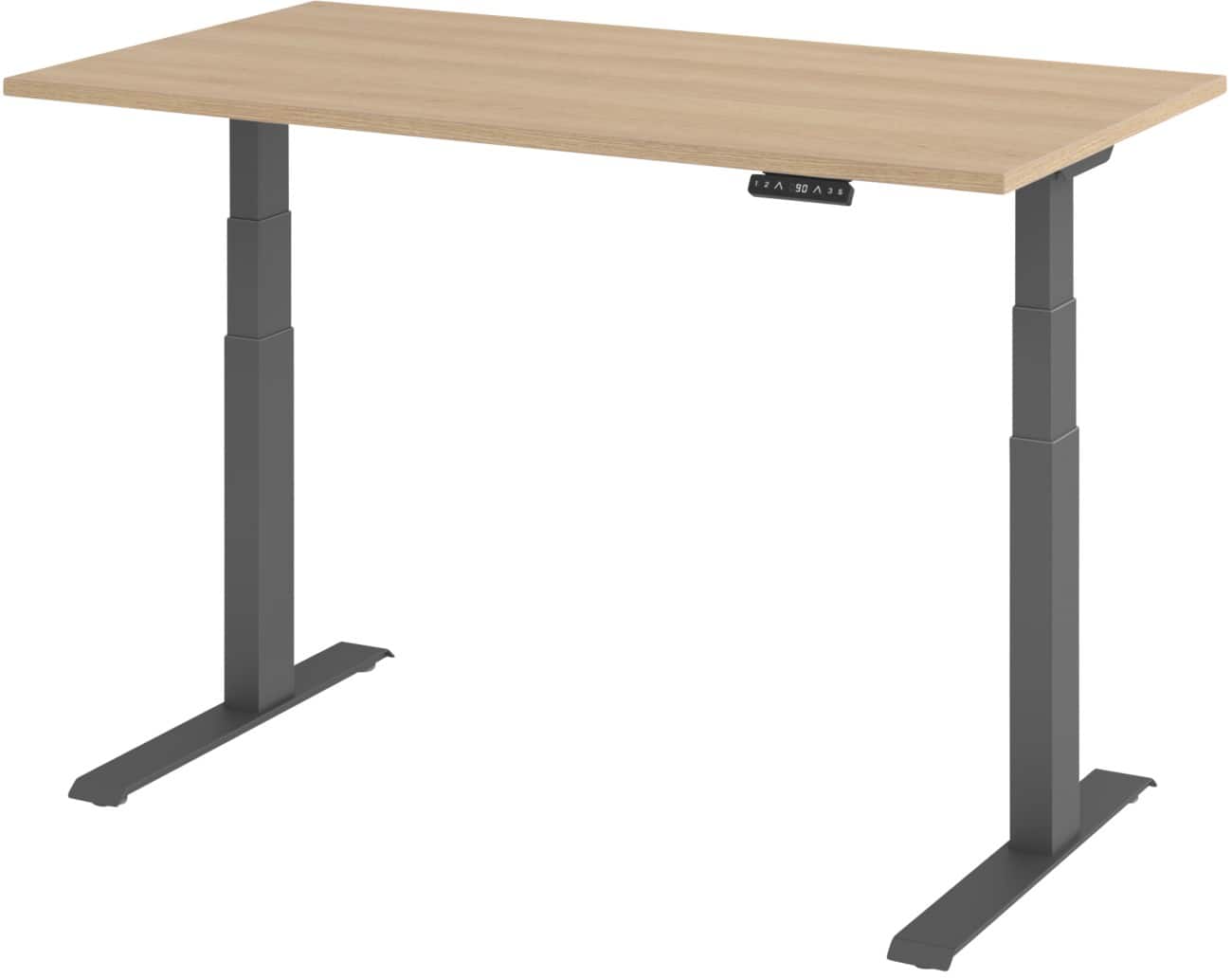 Hammerbacher Elektronisch Höhenverstellbarer Schreibtisch Rechteckig C-Fuß 1.400 (B) x 800 (T) x 1.290 (H) mm Spanplatte, Stahl