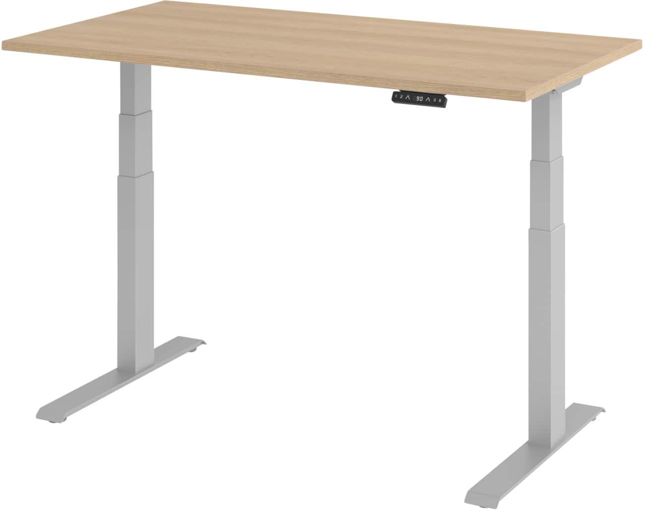 Hammerbacher Elektronisch Höhenverstellbarer Schreibtisch Rechteckig C-Fuß 1.400 (B) x 800 (T) x 1.290 (H) mm Spanplatte, Stahl