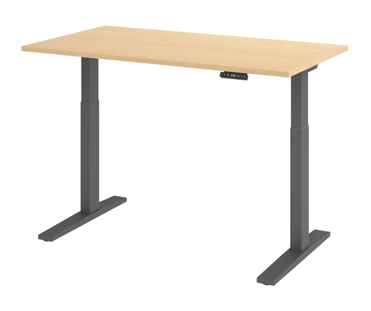 Hammerbacher Elektronisch Höhenverstellbarer Schreibtisch Rechteckig C-Fuß 1.400 (B) x 800 (T) x 1.200 (H) mm Spanplatte, Stahl