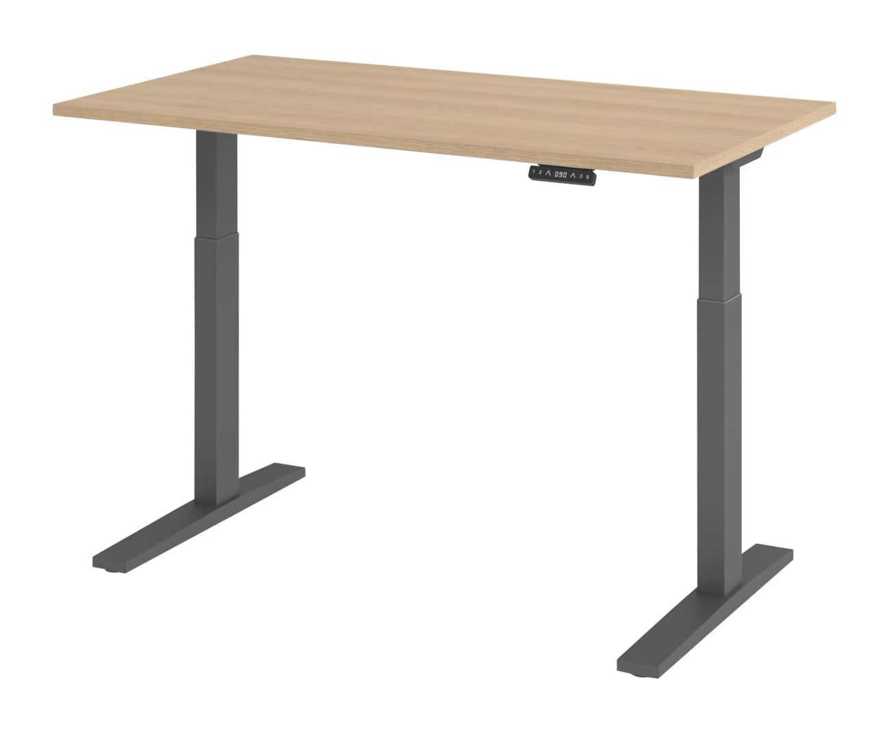 Hammerbacher Elektronisch Höhenverstellbarer Schreibtisch Rechteckig C-Fuß 1.400 (B) x 800 (T) x 1.200 (H) mm Spanplatte, Stahl