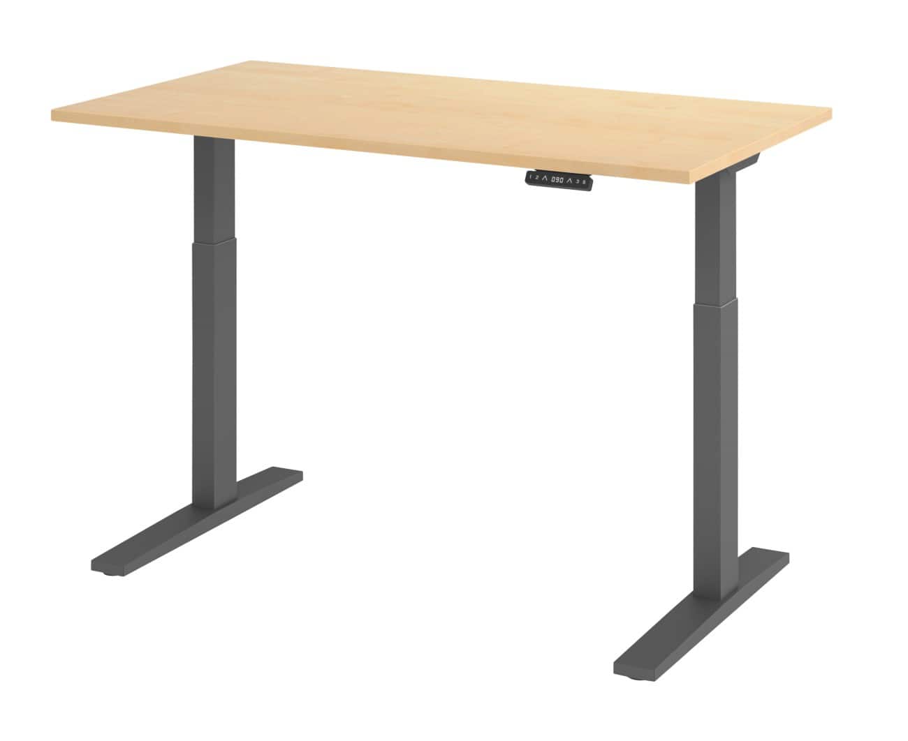 Hammerbacher Elektronisch Höhenverstellbarer Schreibtisch Rechteckig C-Fuß 1.400 (B) x 800 (T) x 1.290 (H) mm Spanplatte, Stahl