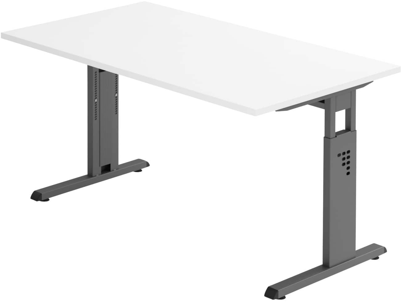 Hammerbacher Höhenverstellbarer Schreibtisch Rechteckig Weiß C-Fuß 1.400 (B) x 800 (T) x 850 (H) mm Spanplatte, Stahl