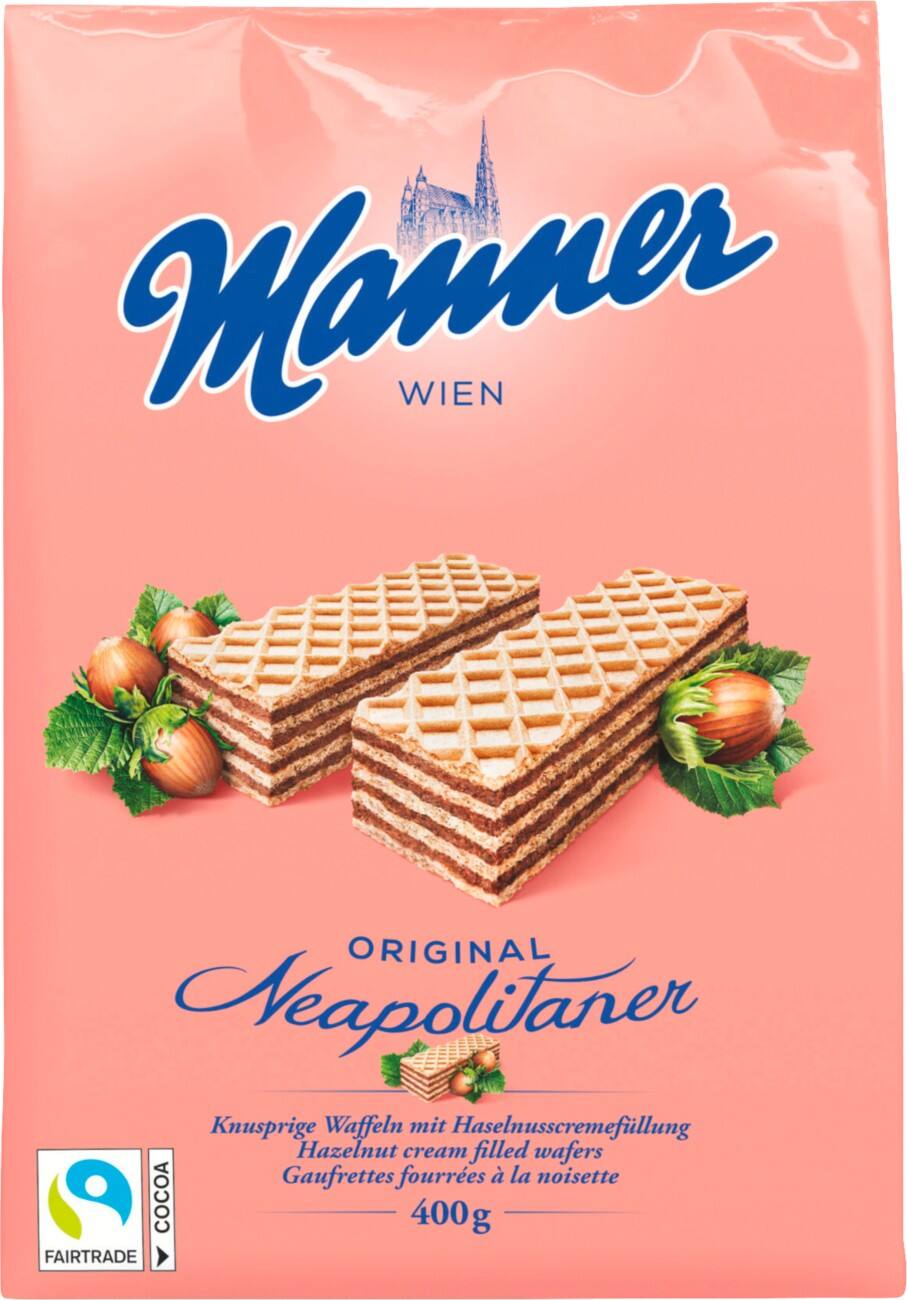Manner Original Neapolitaner Haselnusscreme-Füllung Waffelgebäck 400 g