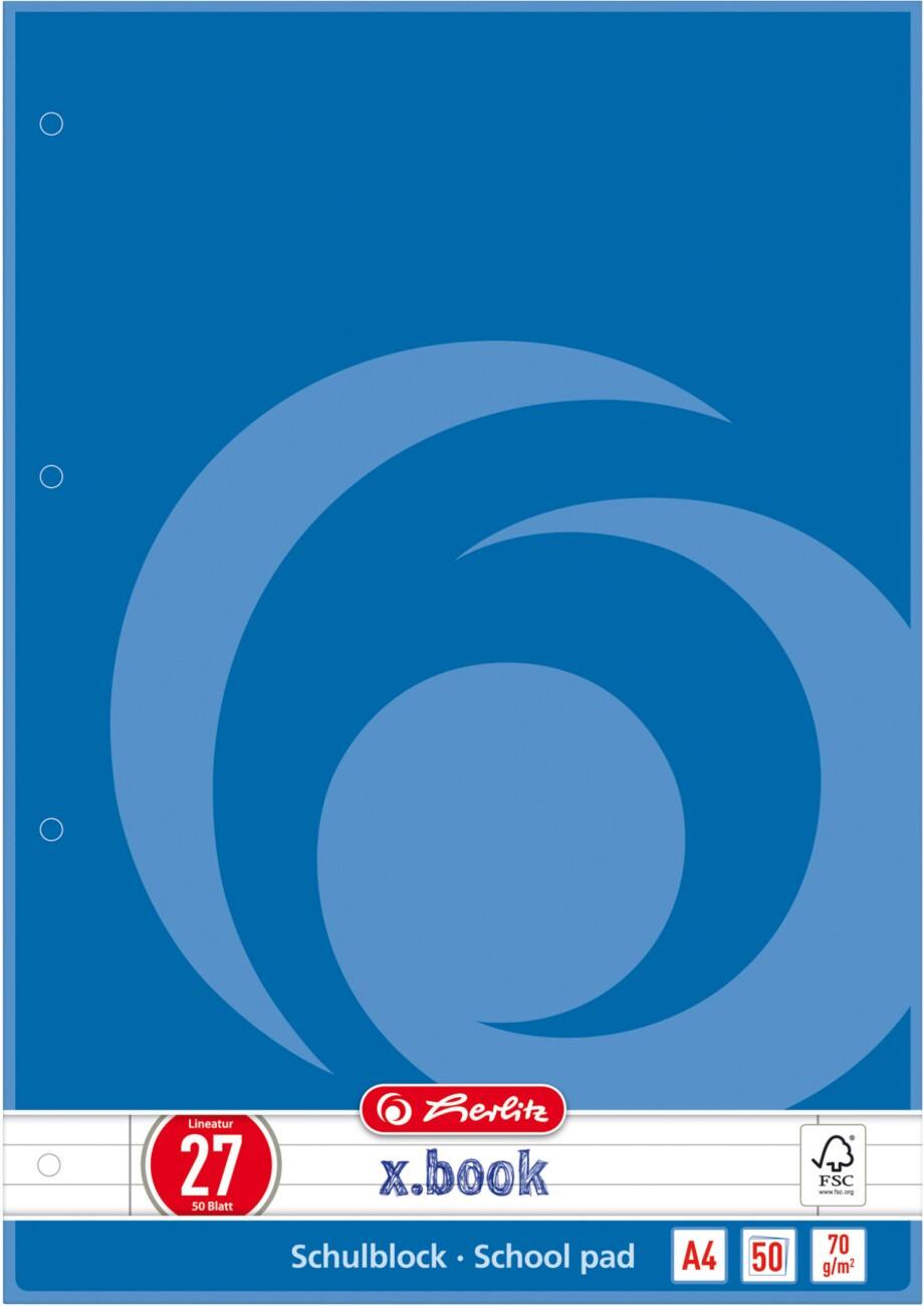 herlitz Notizblock DIN A4 Blau 50 Blatt