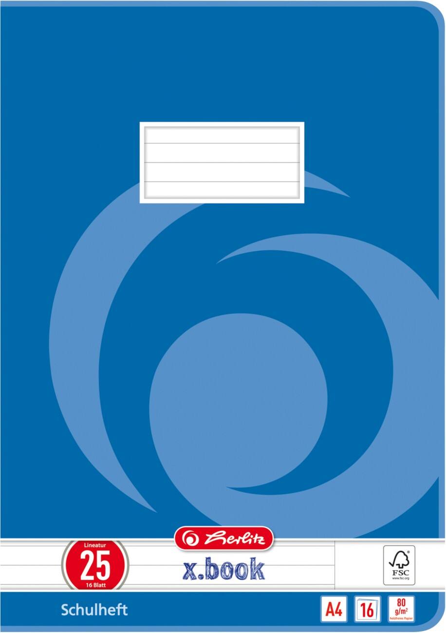 herlitz Schulheft DIN A4 Blau 16 Blatt Whirl-Motiv