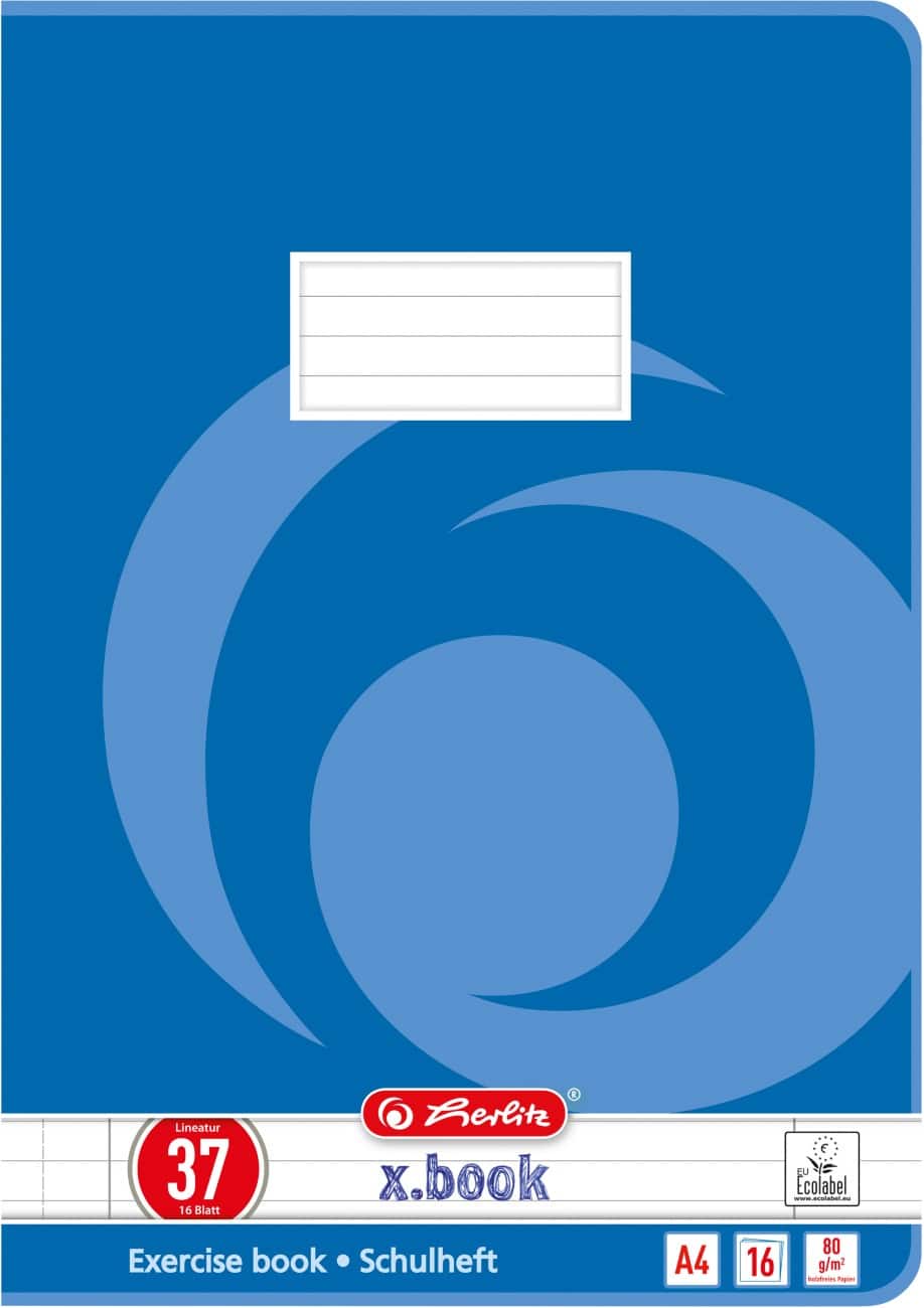 herlitz Schulheft DIN A4 Blau 16 Blatt Whirl-Motiv