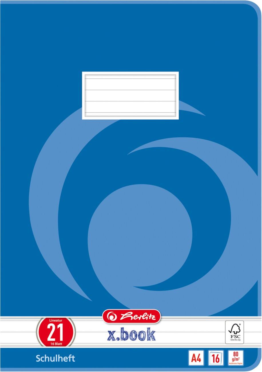 herlitz Schulheft DIN A4 Blau 16 Blatt Whirl-Motiv