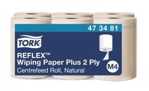 Tork Reflex Wischtücher Plus Natural M4 – Hochsaugfähige 2-lagige Handtuchrolle mit Mittelabzug
