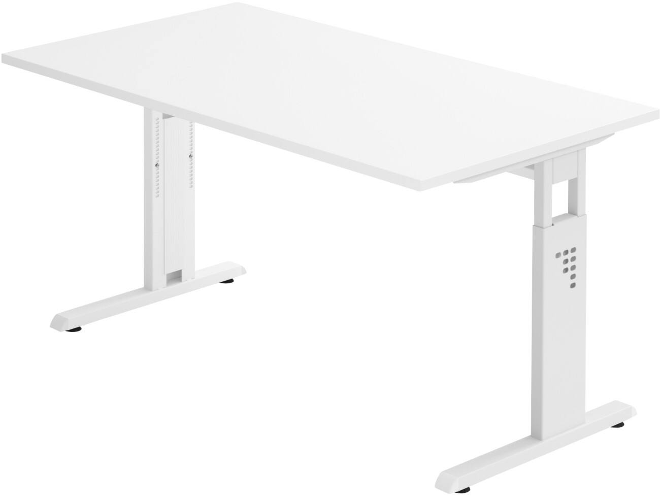 Hammerbacher Höhenverstellbarer Schreibtisch Rechteckig Weiß C-Fuß 1.400 (B) x 800 (T) x 850 (H) mm Spanplatte, Stahl