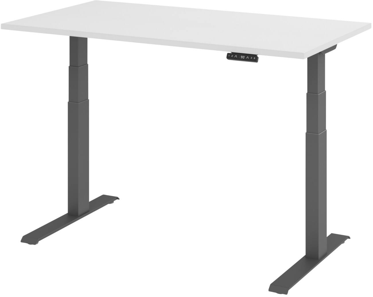 Hammerbacher Elektronisch Höhenverstellbarer Schreibtisch Rechteckig Weiß C-Fuß 1.400 (B) x 800 (T) x 1.290 (H) mm Spanplatte, Stahl