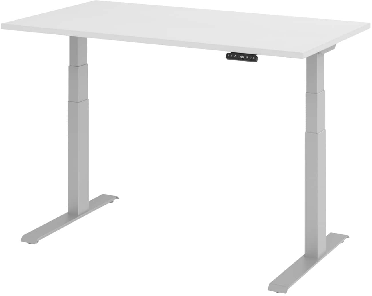 Hammerbacher Elektronisch Höhenverstellbarer Schreibtisch Rechteckig Weiß C-Fuß 1.400 (B) x 800 (T) x 1.290 (H) mm Spanplatte, Stahl