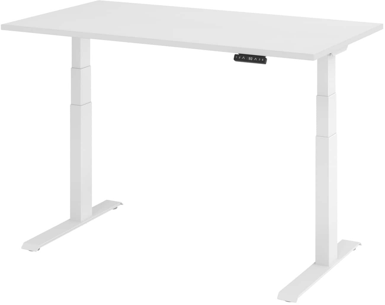 Hammerbacher Elektronisch Höhenverstellbarer Schreibtisch Rechteckig Weiß C-Fuß 1.400 (B) x 800 (T) x 1.290 (H) mm Spanplatte, Stahl