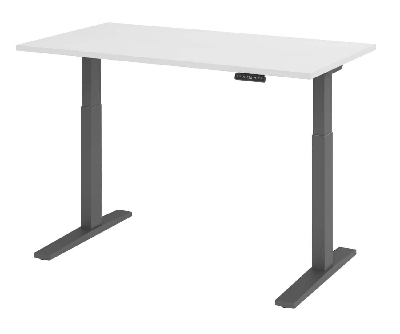 Hammerbacher Elektronisch Höhenverstellbarer Schreibtisch Rechteckig Weiß C-Fuß 1.400 (B) x 800 (T) x 1.200 (H) mm Spanplatte, Stahl