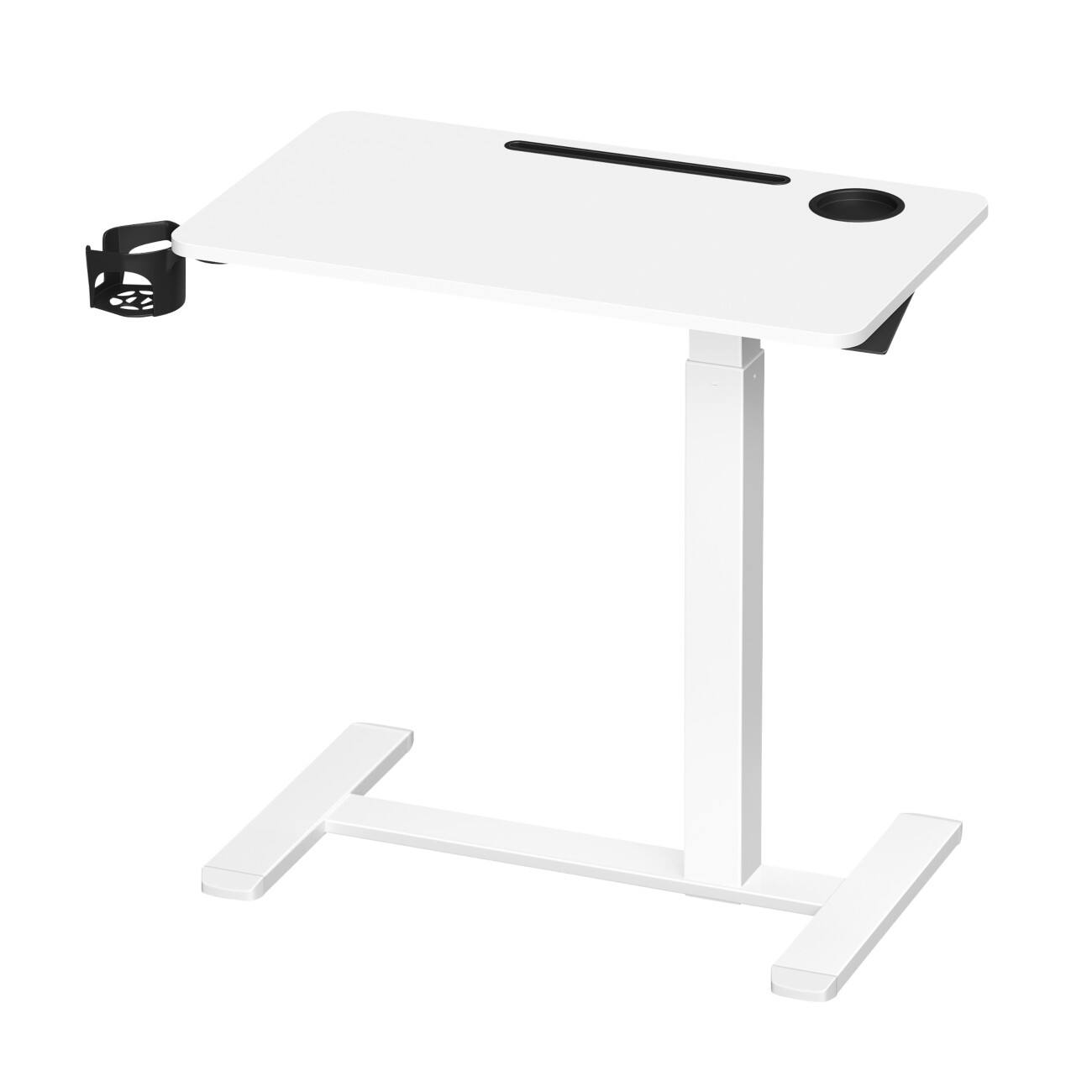VASAGLE Höhenverstellbarer mobiler Arbeitsplatz Weiß Standfuß 700 (B) x 400 (T) x 1.020 (H) mm, Spanplatte, Kunststoff, Stahl