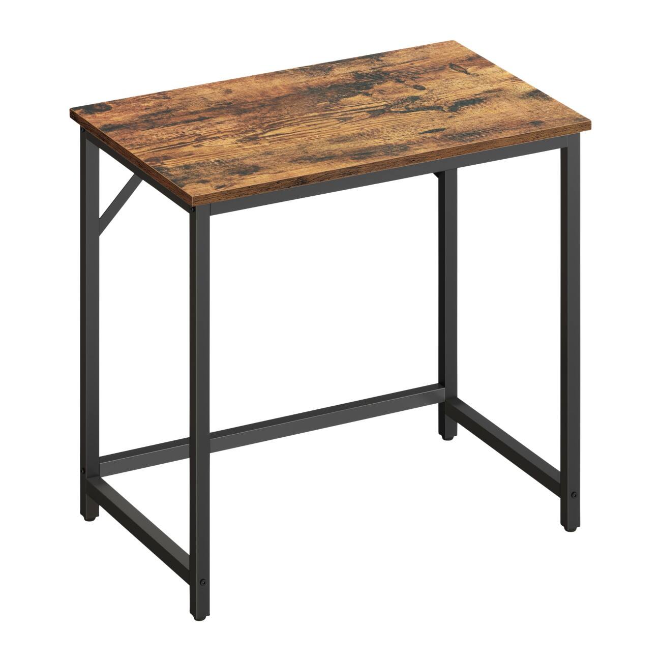VASAGLE Computer-Schreibtisch Rechteckig Vintage Braun 4 Metallbeine 800 (B) x 500 (T) x 760 (H) mm Spanplatte, Stahl