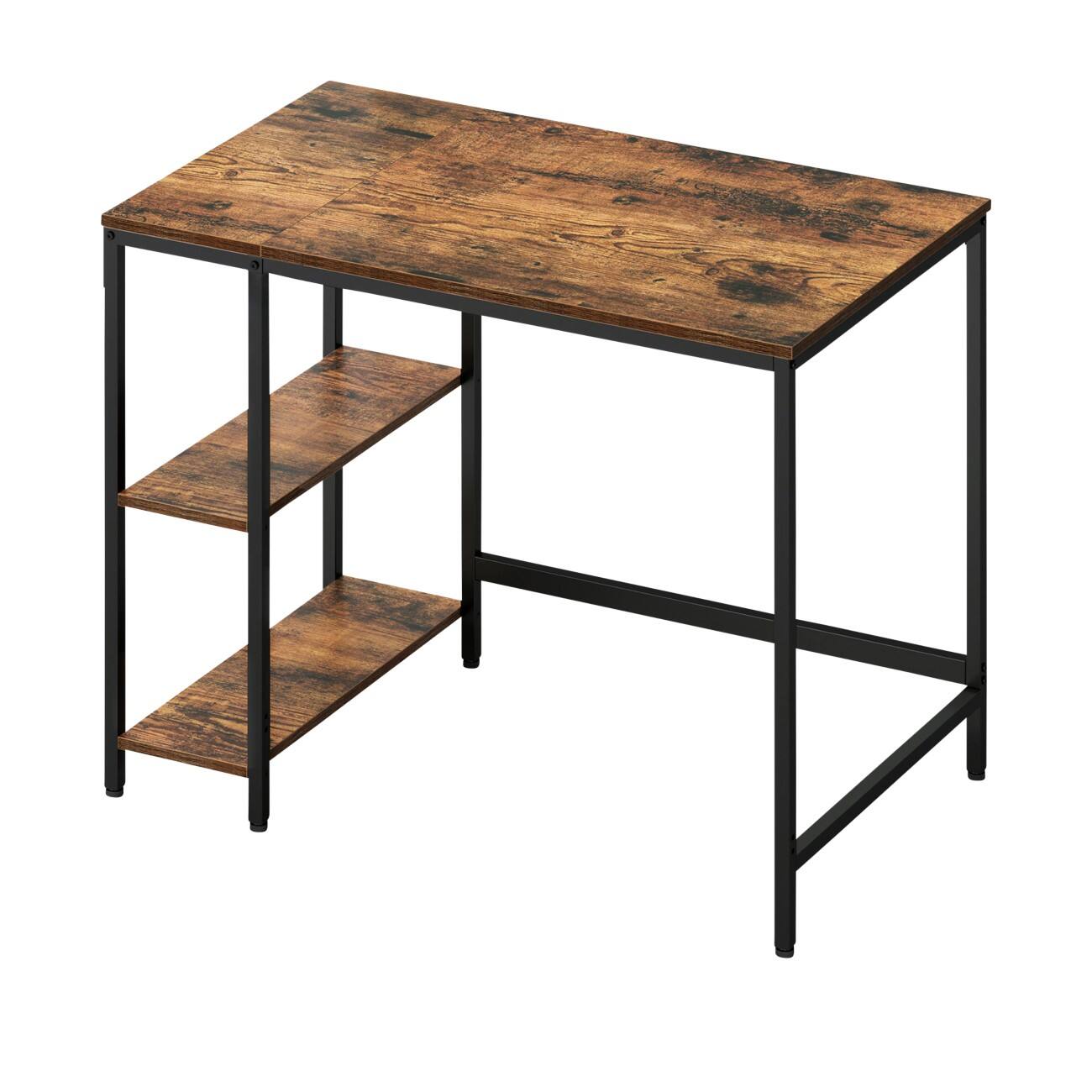 VASAGLE Computer-Schreibtisch Rechteckig Vintage Braun 4 Metallbeine 1.000 (B) x 500 (T) x 760 (H) mm Spanplatte, Stahl