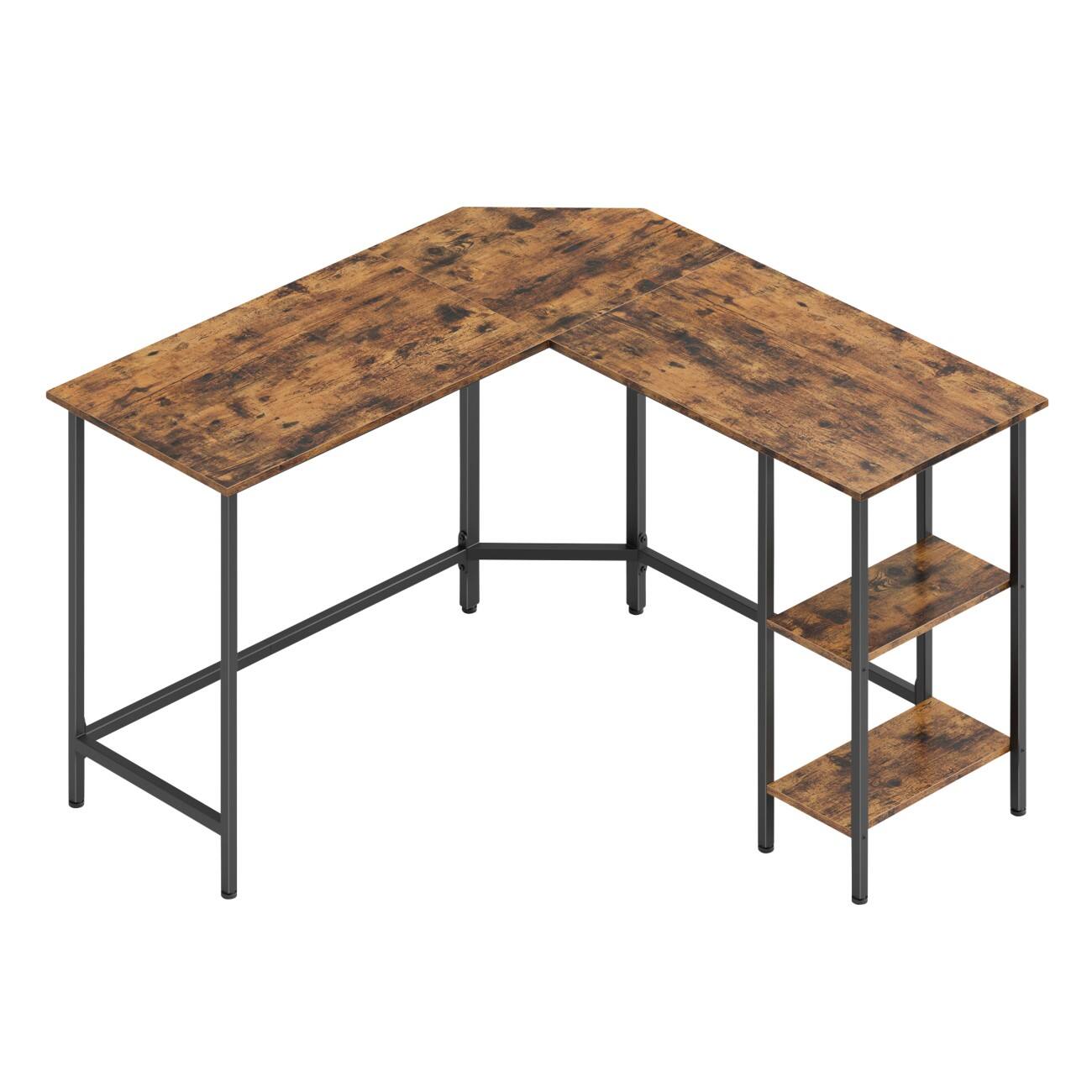 VASAGLE Computer-Schreibtisch L-Form Vitage Braun L-Fuß 1.300 (B) x 1.300 (T) x 760 (H) mm Spanplatte, Stahl