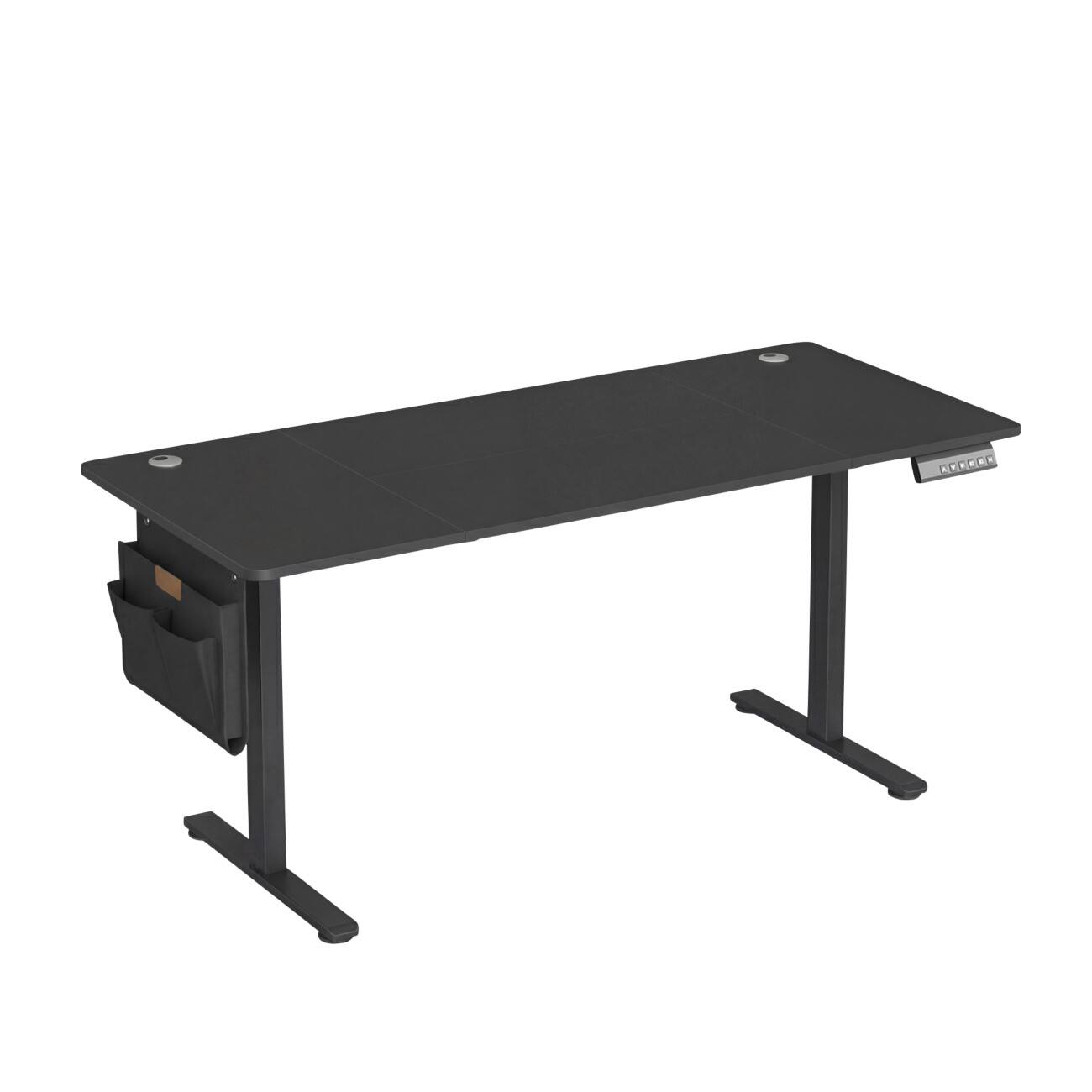 SONGMICS Elektronisch Höhenverstellbar Sitz-Stehschreibtisch Rechteckig  Schwarz 4 Metallbeine 1.600 (B) x 700 (T) x 1.200 (H) mm Spanplatte, Stahl
