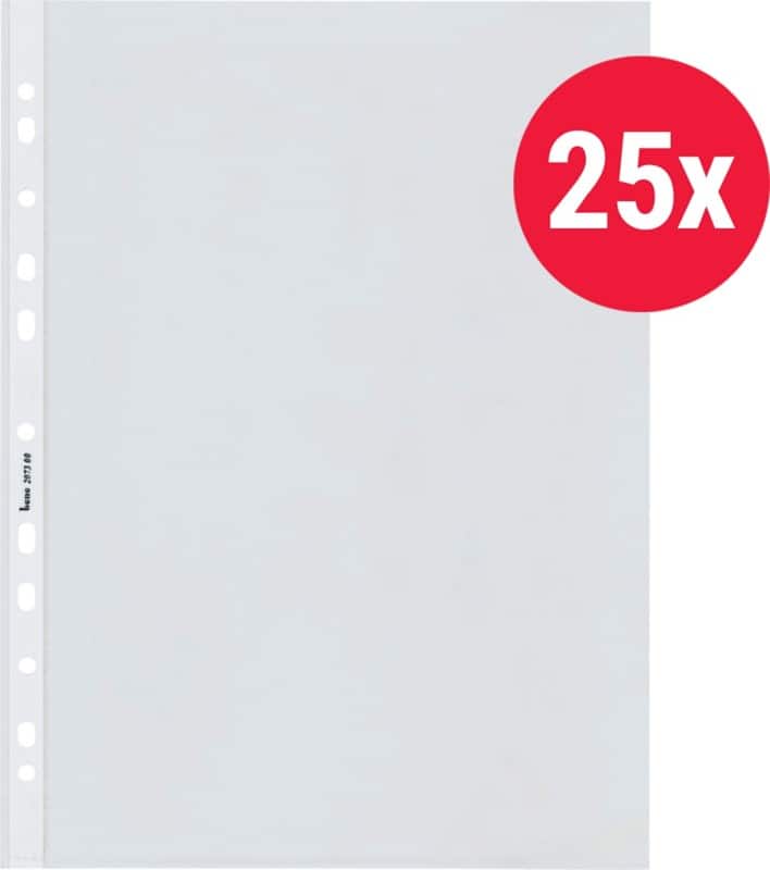 Bene Prospekthüllen  DIN A4 Glasklar Transparent 80 Mikron PP (Polypropylen) Öffnung oben 11 Löcher 25 Stück