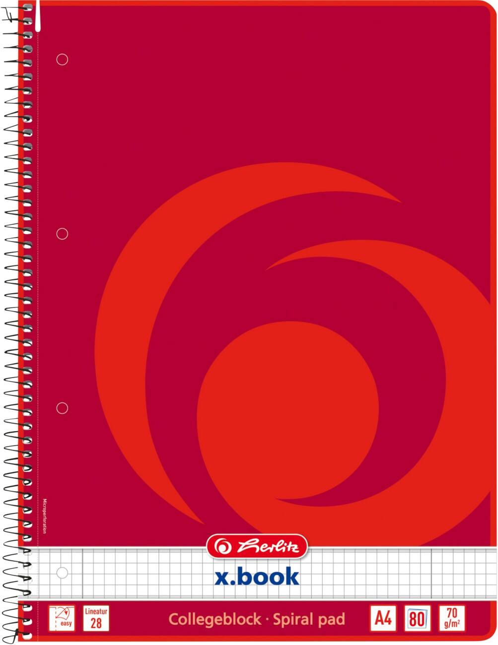 herlitz Notizbuch DIN A4 Rot 80 Blatt abgerundete Ecken